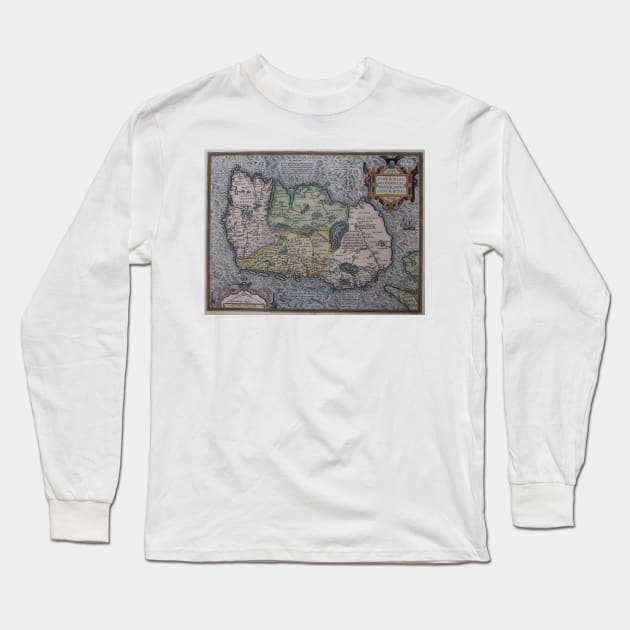 Vintage Map of Ireland (1592) Long Sleeve T-Shirt by Bravuramedia